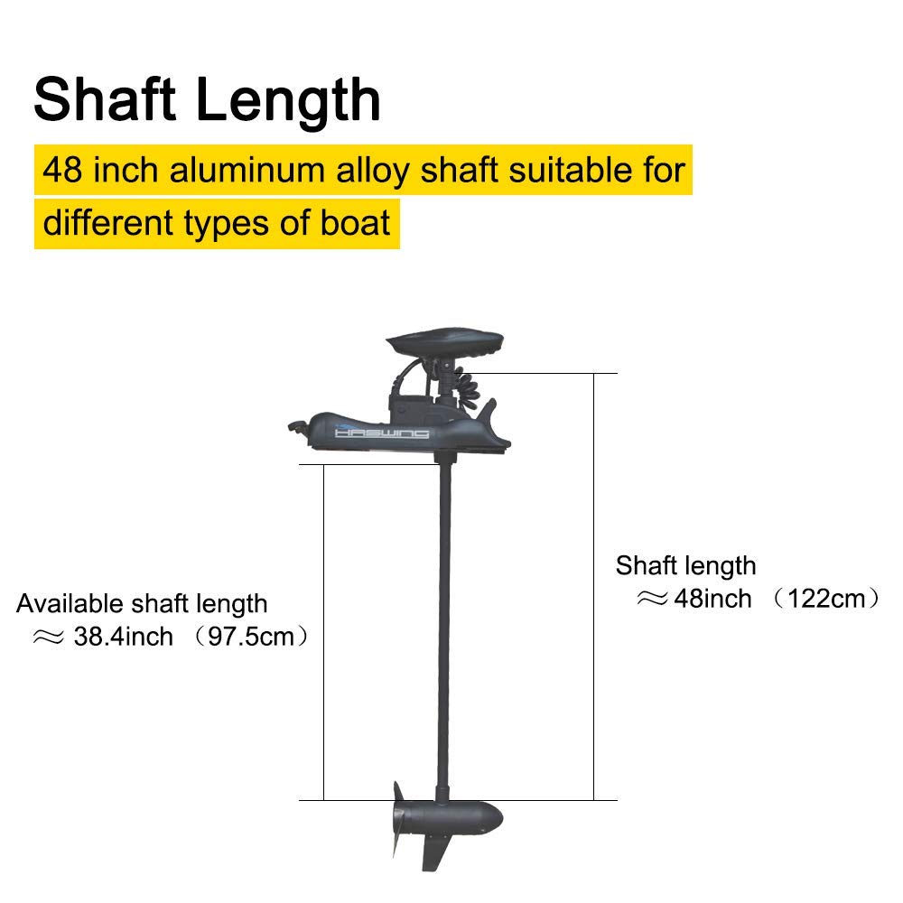 AQUOS Haswing CaymanB Electric Bow Mount 12V Saltwater & Freshwater Trolling Motor - 55lbs Thrust, 48in Shaft, with Wireless Remote & Wireless Foot Control, Quick Release Bracket