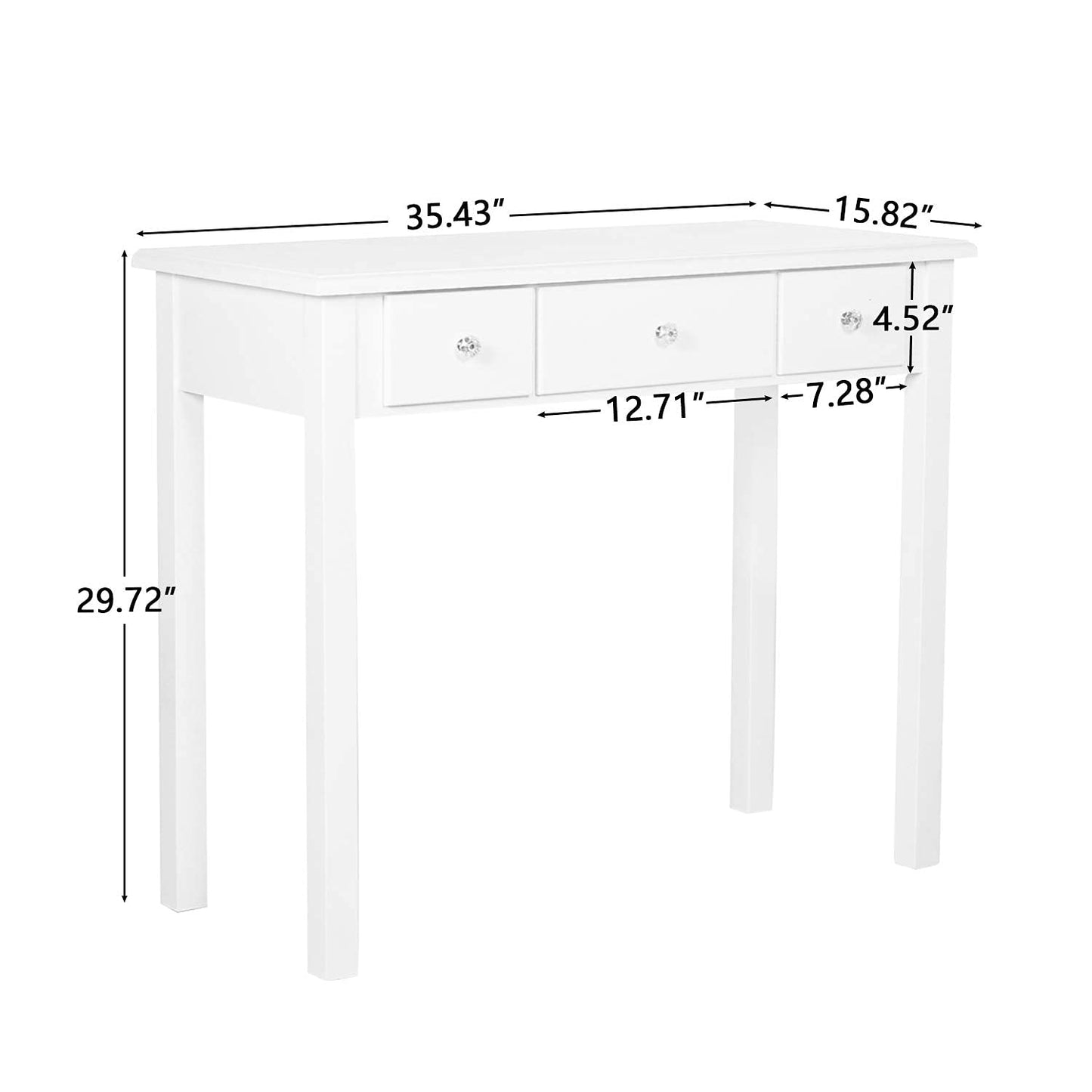 STHOUYN Home Office Small Writing Desk with Drawers Bedroom, Study Table for Adults/Student, Vanity Makeup Dressing Table Save Space Gifts White (White)