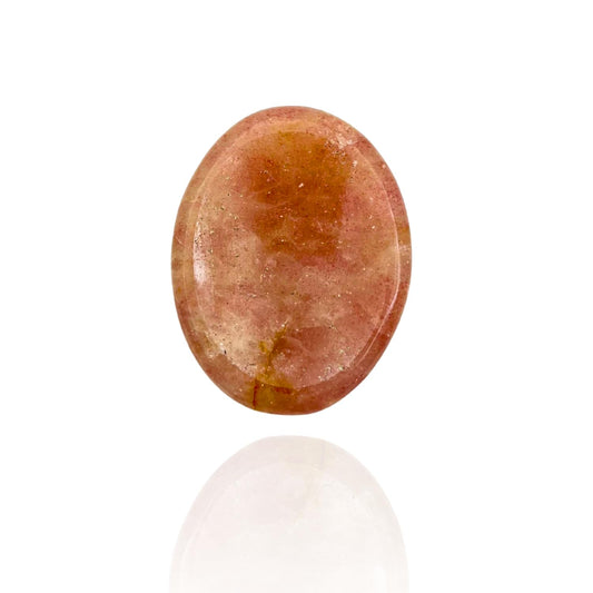 GEMSCITE Strawberry Quartz Thumb Worry Stones Metaphysical Gemstone Crystal Healing Reiki Men Women Gift FENG Shui Positive Energy Love Wellness Palm Stones Wicca Powerful