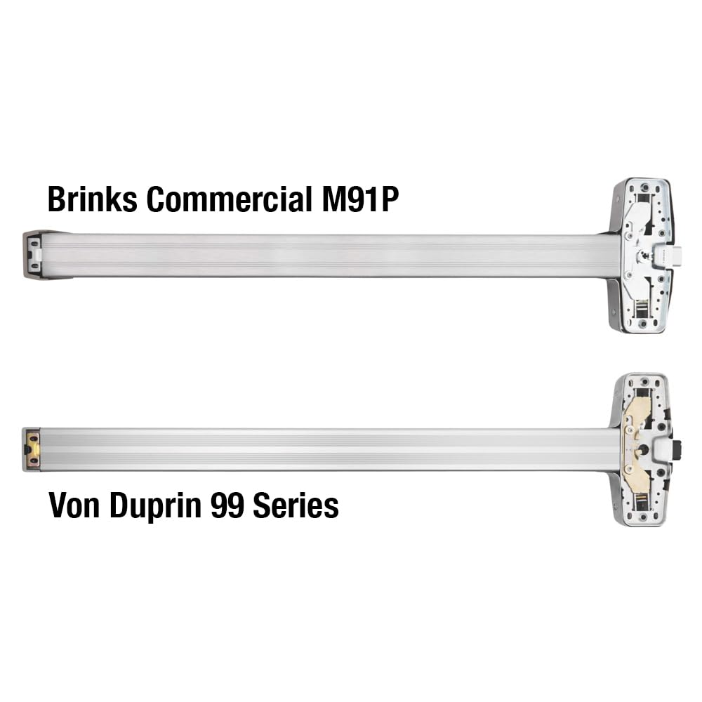 Brinks Commercial M91P Push Bar Door Exit Device and Night Latch, Panic Device, Rim exit bar, UL305 Compliant, Satin Stainless Steel
