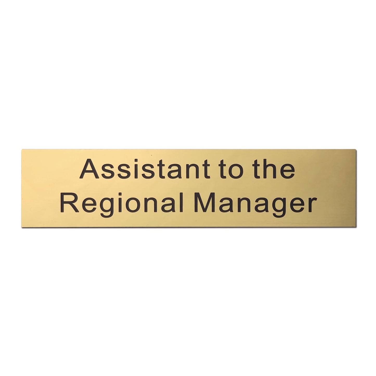 Assistant to The Regional Manager Desk Plate, 2 x 8 inch Novelty Name Plate, Gold Name Plate with Black Aluminum Desk Holder