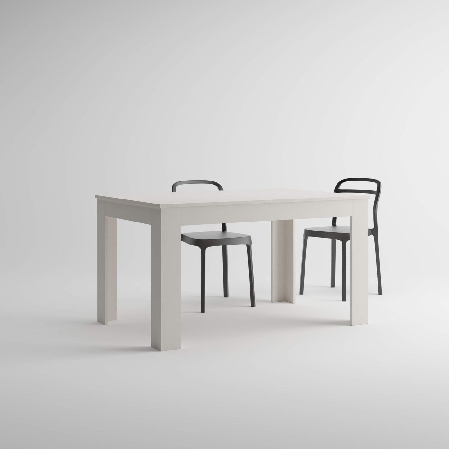 Mobili Fiver, Easy, Extendable Dining Table, 55.1(86.6) x35.4 in, Ashwood White, for 6-8 People, Expandable Dining Table for Kitchen, Italian Furniture