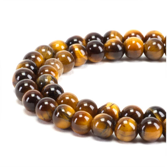 Cherry Tree Collection | 100PCS 6mm Tiger's Eye Gemstone Round Beads for Jewelry Making | Includes Storage Box, Elastic String, and Needles