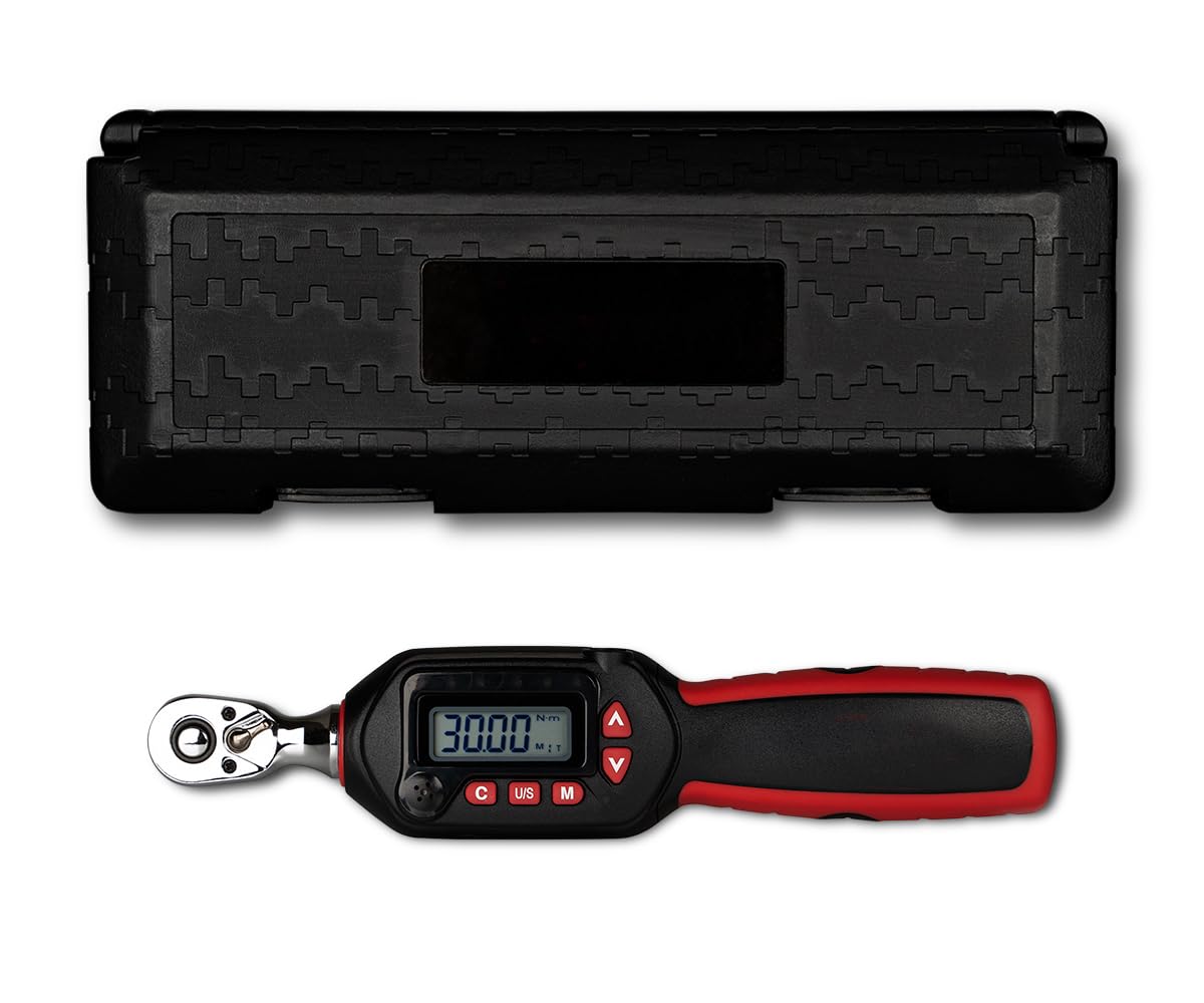 Tapha Tools 1/4 inch Compact Digital Torque Wrench 1.11-22.12 ft-lbs (1.5-30 N-m) Torque Range ±2% Accuracy, LED and Buzzer, Preset Memory, ISO 6789 Tested and Calibrated