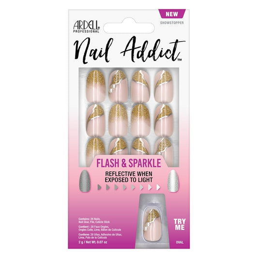 Ardell Press On Nails Medium - Show Stopper Style with Reflective Shine, Fake Nail, Glue on Nails, Nail Kit, 1 Pack