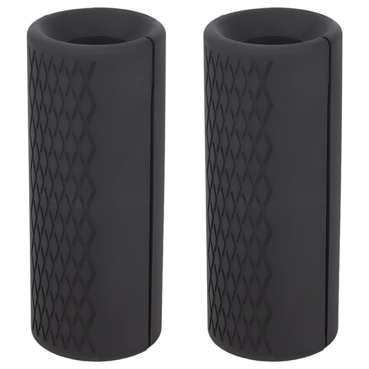 GORGECRAFT 2Pcs Black Dumbbell Grip High Density Silicone Non Slip Hand Pressure Relief Arm Blaster Adapter Thick Dumbbell Clutch Bar Grip Tool for Weightlifting Muscle Building Strength Training