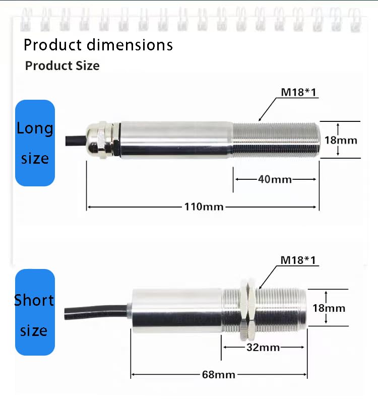 Industrial Grade Infrared Thermometer, Temperature Probe 0-500 ℃ 4-20mA Current Output Non-Contact Temperature Sensor Suitable for Food HVAC、 Chemical, Plastic, high Temperature Warning.