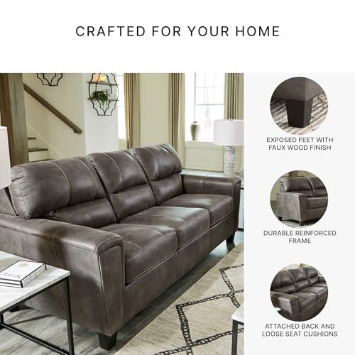 Signature Design by Ashley Navi Faux Leather Modern Sofa, Gray
