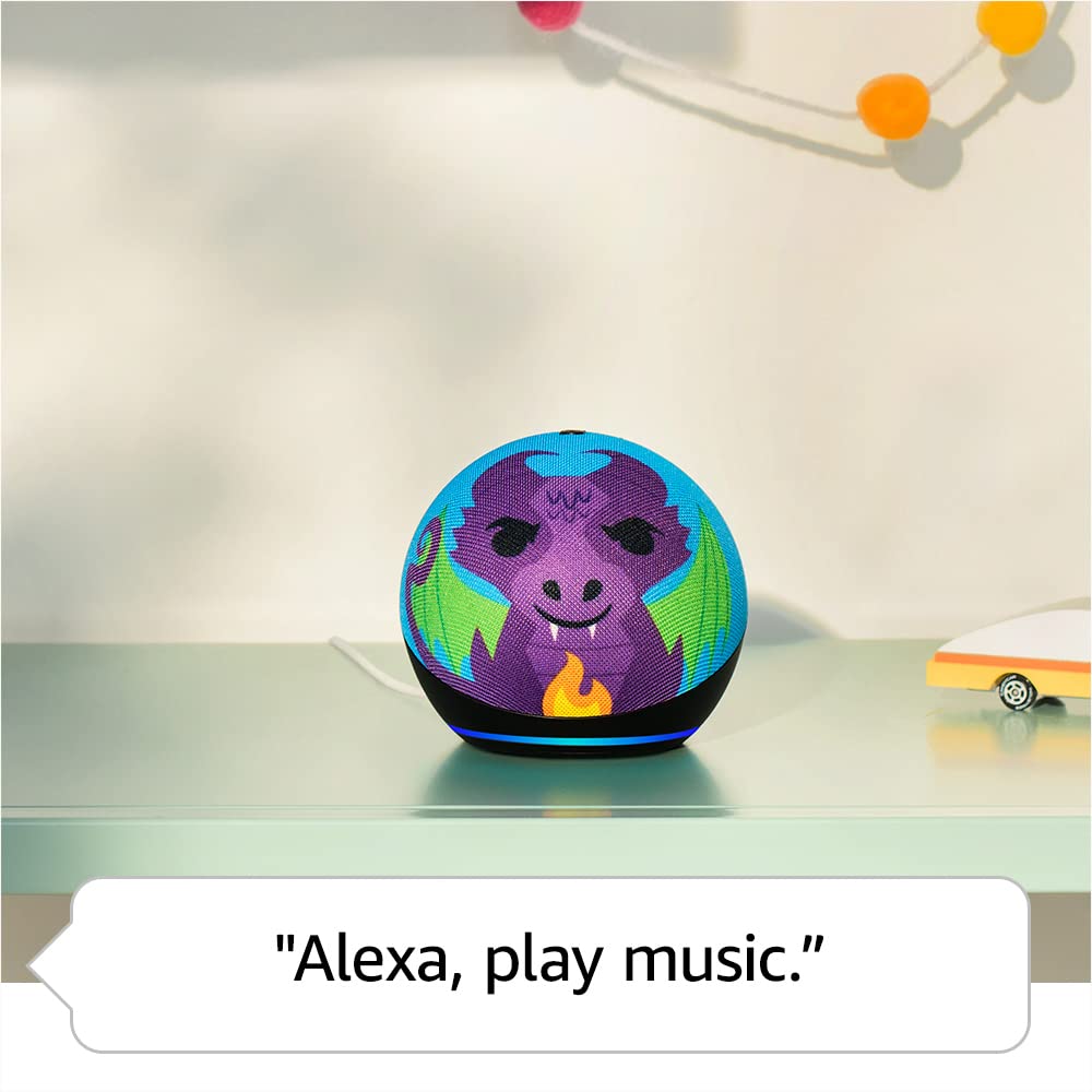 Amazon Echo Dot Kids with Alexa, Designed for kids, with parental controls, Includes 1 Year of Amazon Kids+, Dragon