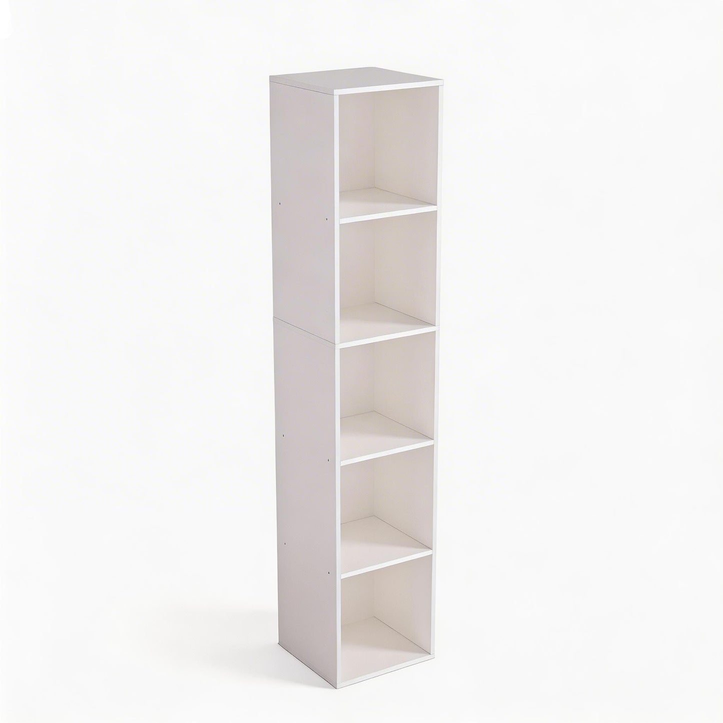 NewBeth Cube Bookshelf, 5 Cube Storage Organizer, Freestanding 5 Tier Open Display Shelf with Eco-Friendly Melamine Surface for Home Office, Bedroom, Living Room, Study, White