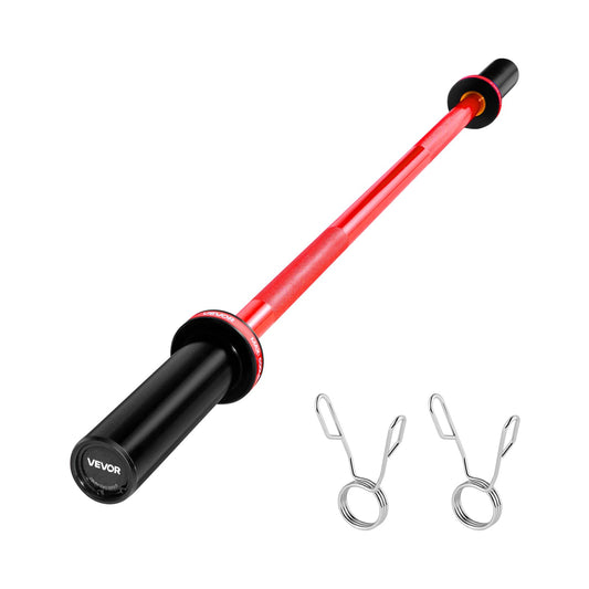 VEVOR 4FT/6FT/7FT Barbell Bar, Fits 2-Inch Weight Plates, Chrome Plated Barbell Bar with Knurled Grip for Strength Training, Weightlifting, Squat, Deadlift, Bench Press, Curl, Overhead Press, 500lbs/700lbs/1000lbs Capacity (Black&Red, 4FT 22lbs Barbell, 5
