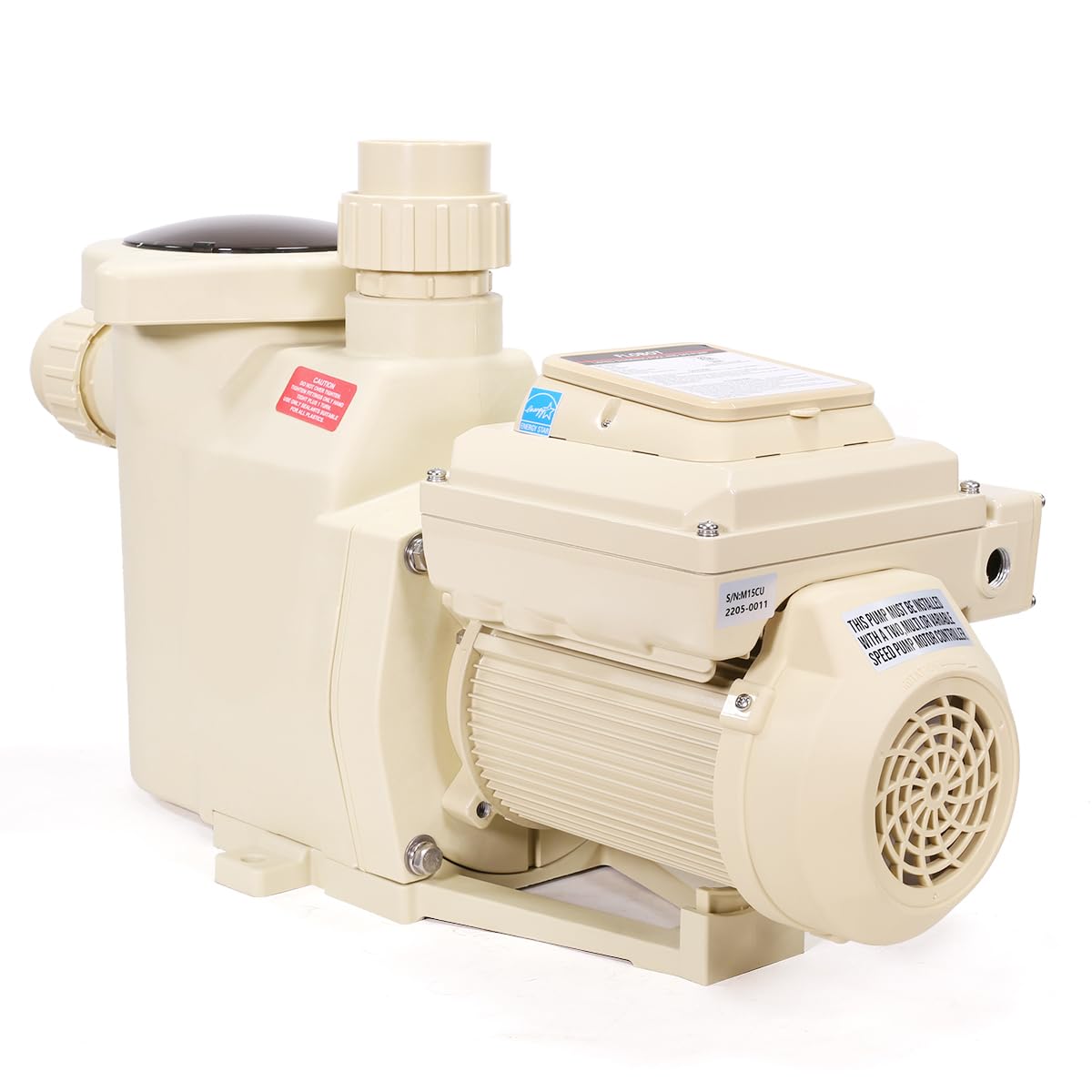 XtremepowerUS 3HP Variable Speed High-Flo Pool Pump In-Ground Pool 230V, 1-1/2” & 2” Pipe Adapters Energy Star Certified