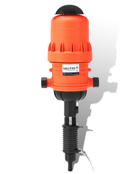 NEWTRY 0.4-4% Fertilizer Injector for Drip Irrigation, 0.09-11 GPM Dosing Pump, Adjustable Water Powered Liquid Dispenser with 3/4’’ NPT for Garden, Greenhouse, Farm, Grow Tent, Orange