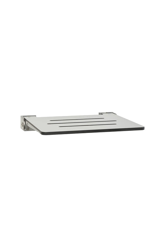 Seachrome 18 inch Silhouette Slimline Folding Wall Mount Shower Bench Seat, Light Gray Seat with Silver Frame