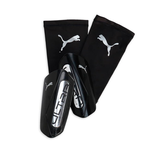 PUMA Unisex Ultra Light Sleeve Soccer Shin Guards, PUMA Black-PUMA Silver SS25, Medium