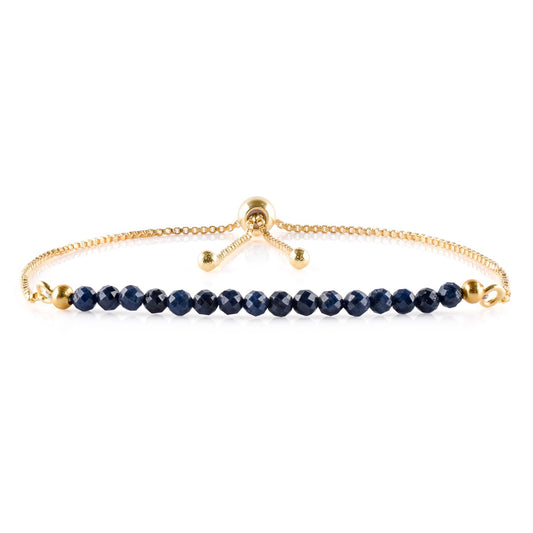 InfinityGemsArt Sapphire Bracelets For Women, September Birthstone Jewelry, Blue Beads Beaded Stone Bolo Slider Crystals and Healing Stone, 14K Gold Plated Adjustable Chain, Valentines Day Gifts For Her