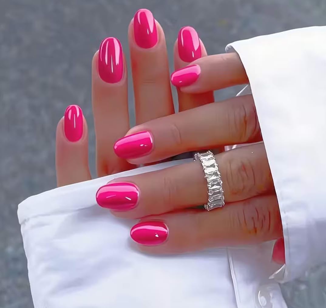 CurvLife Soft Gel Press On Nails Short Oval Fake Nails, Reusable Glue On Nail Kit with Adhesive Tabs, Natural Fit & Salon-Quality for Women & Girls (Pink Radiance)