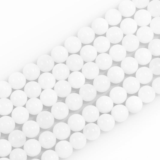 4mm Natural Gemstone Round Small Beads for Jewelry Making White Jade Crystal Beads for Bracelets Necklace Earrings Making Supplies (15"/Strand)