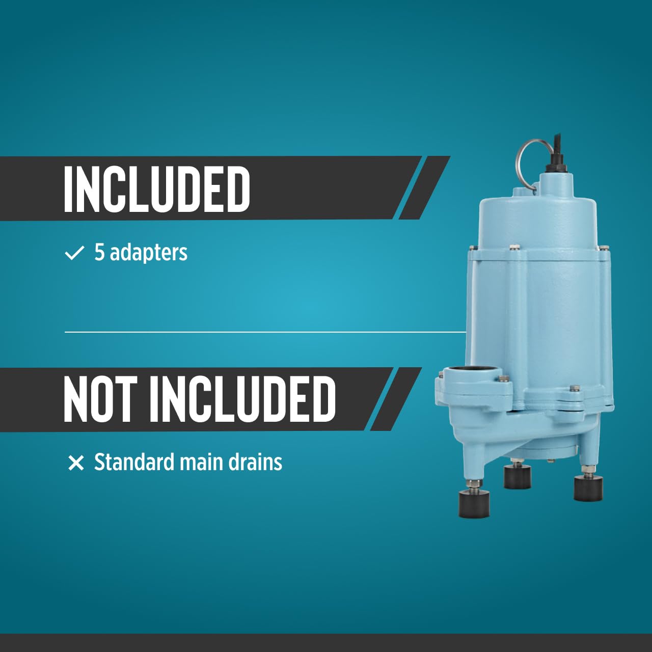 Little Giant 16G-F151-20, 115V, 2958 GPH, 1 HP Automatic Grinder Pump for Sewage and Effluent Systems with Piggyback Tethered Float Switch, Blue, 509810