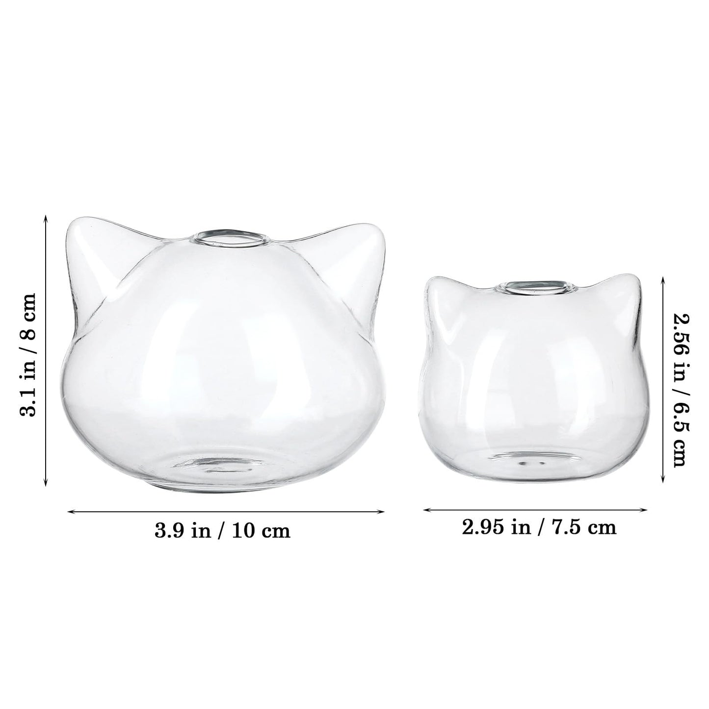 Garneck Cat Shaped Glass Vase Set 2Pcs Hydroponic Plant Vase Desktop Green Plant Terrarium Flower Container Decorative Gift for Home Office