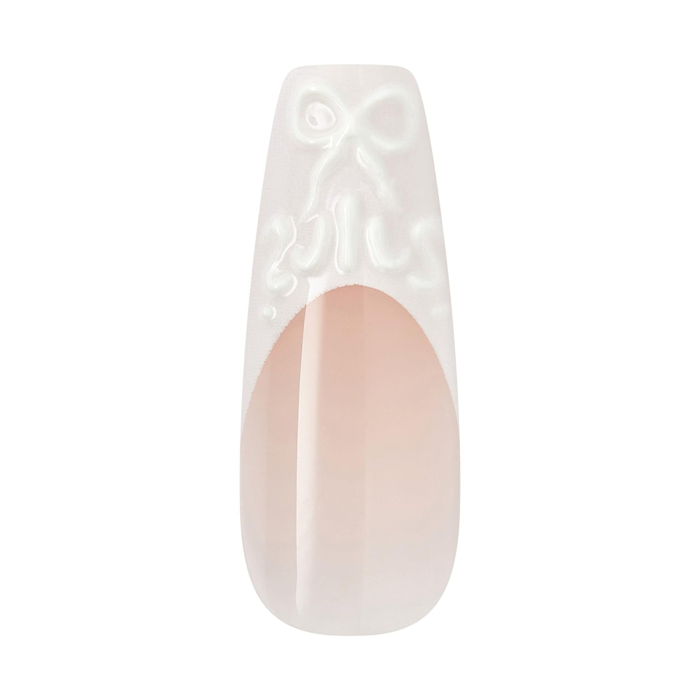 Kiss Glam, Press On Nails, Nail glue included, 'Breath of Harmony', White, Long Size, Coffin Shape, Includes 32 Nails, 2g Glue, 1 Manicure Stick, 1 Mini File