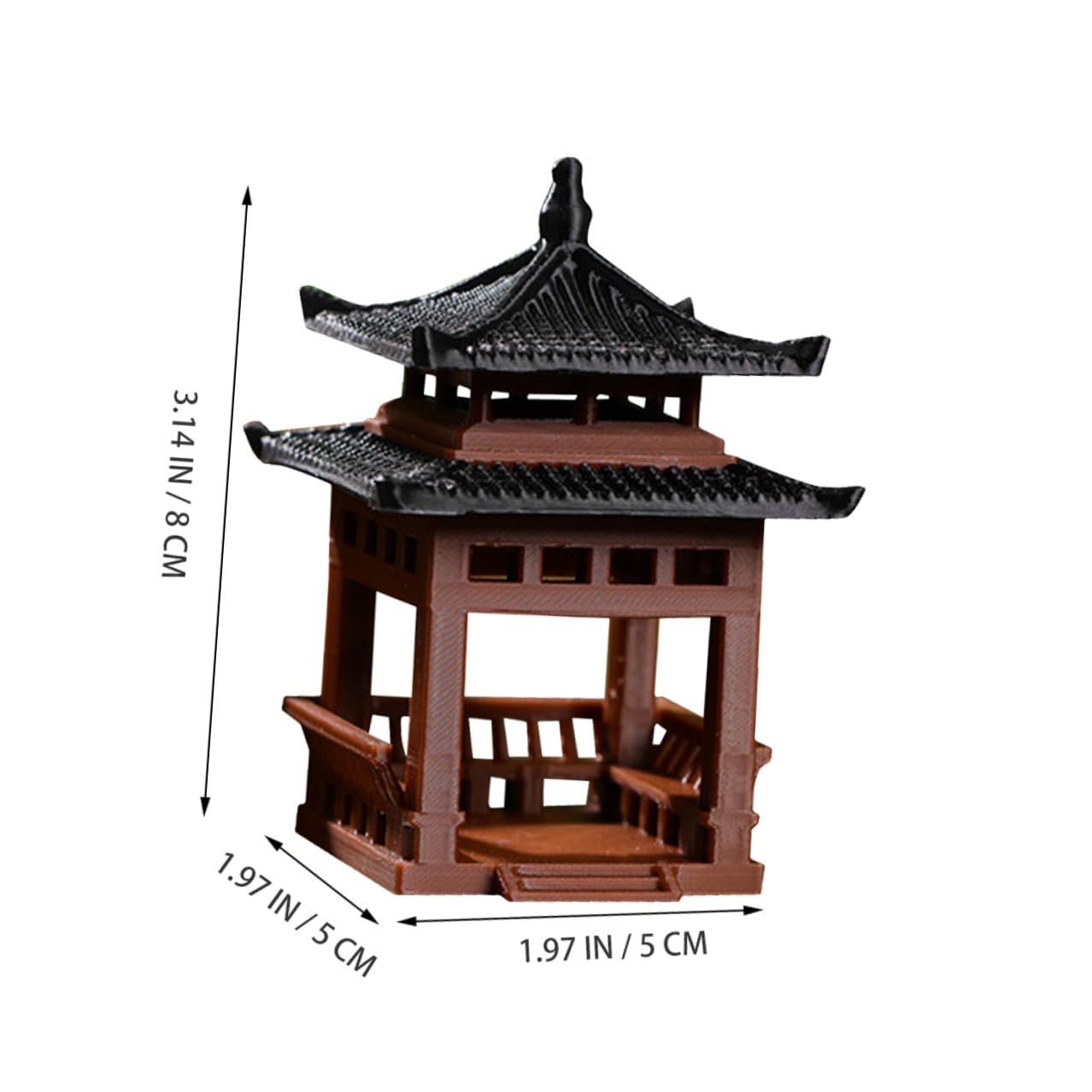 SUPVOX Mini Pavilion Statue for Garden Decor - Tiny Simulated Chinese Pavilion Model 2 Inch Decorative Pagoda Ornament for Bonsai Terrarium Aquariums and Home Desktop