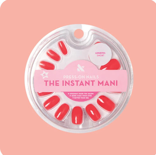 Olive & June Instant Mani Press On Nails (Glue) | Short | Round 42 Fake Nails, 21 Sizes Non-Toxic, Long-Lasting Recycled Materials Realistic Look | Field Day