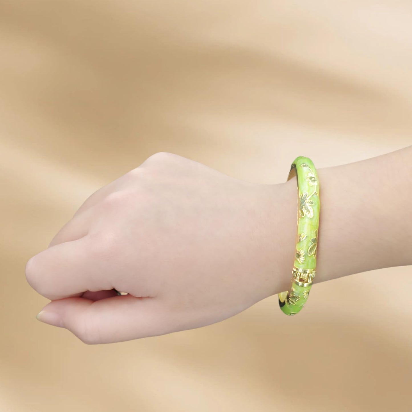 Cloisonne Bracelet For Women, Chunky Bangle Trendy Cute Flower Enamel Bangles Multi Tone Engraved Cuff Gold Plated Bracelets Stackable Wife Jewelry Friendship Gift (Light Blue, One Size)
