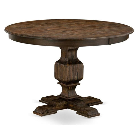 Luxe by East West Furniture FE3-07-TP Ferris Kitchen Dining Table - a Round Wooden Table Top with Pedestal Base, 48x48 Inch, Distressed Jacobean