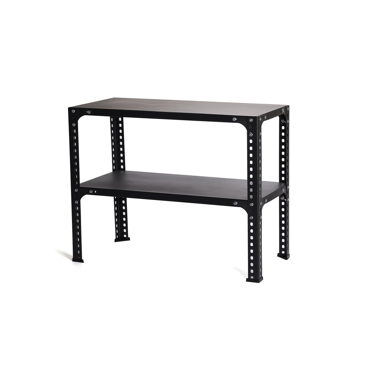 BEKMLOD 2 Layer Metal Storage Rack, Heavy Duty Adjustable Metal Rack Unit, Suitable for Garage Racks in Basements, Warehouses, and Storage Rooms, 23.6" H X 23.6" W X 11.8" D, Black
