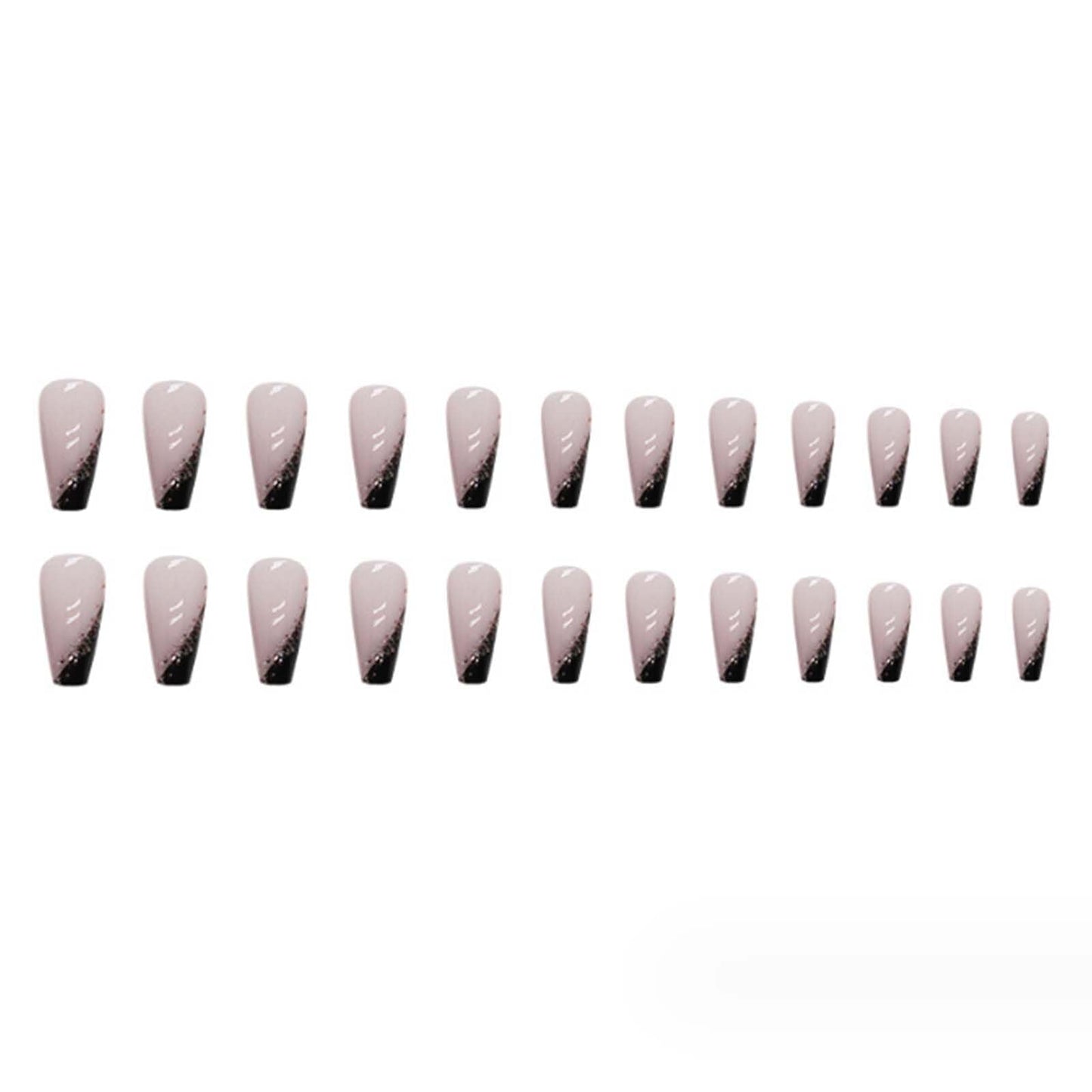 YoYoee Medium Coffin Press on Nails French Cute False Nails Acrylic Bling Fake Nails Reusable Nails Tips for Women and Girls 24PCS
