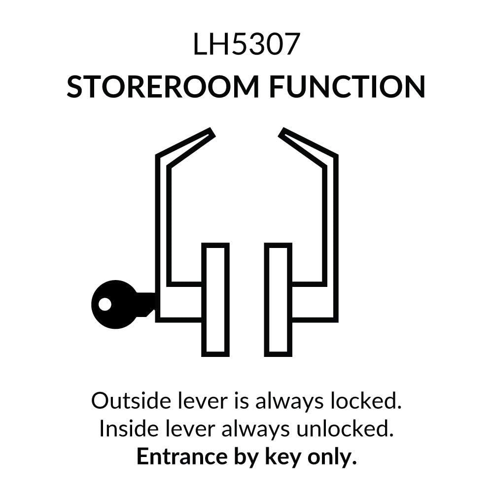 Lawrence Commercial Lever Door Lock - Heavy Duty Locking Commercial Door Handle Keyed Entry, Grade 2 Door Handle with Lock and Key - Brushed Chrome, Storeroom Function Embassy Series