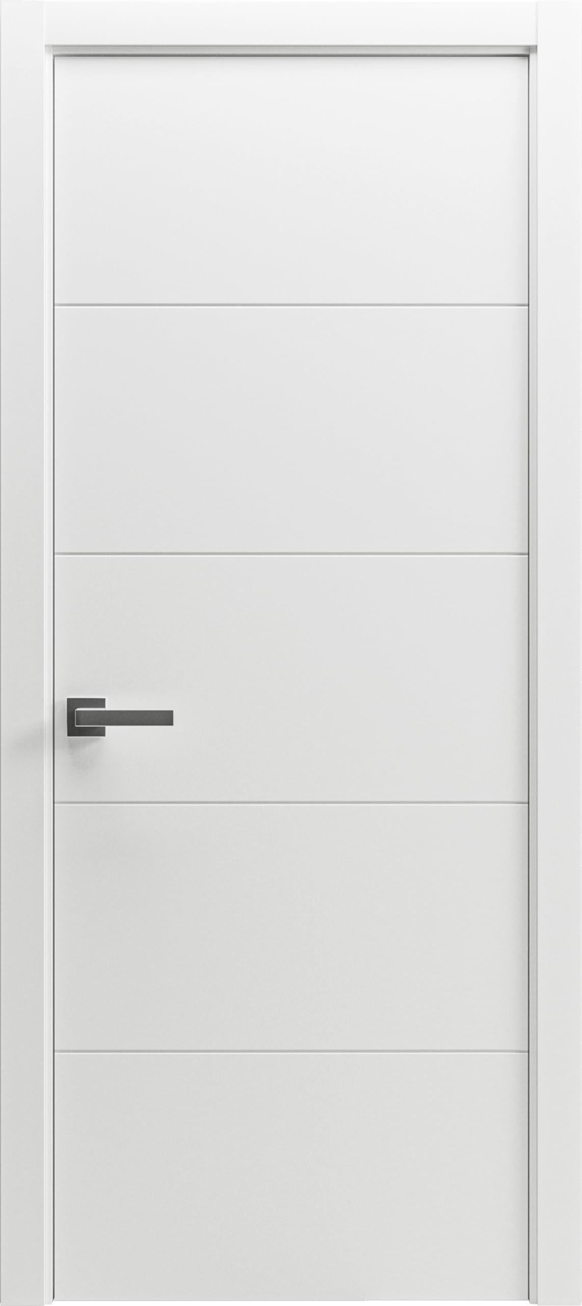 SARTODOORS Solid Interior French 28 x 80 inches | Planum 0770 Painted White Matte | Single Regular Panel Frame Trims Handle | Bathroom Bedroom Sturdy Doors