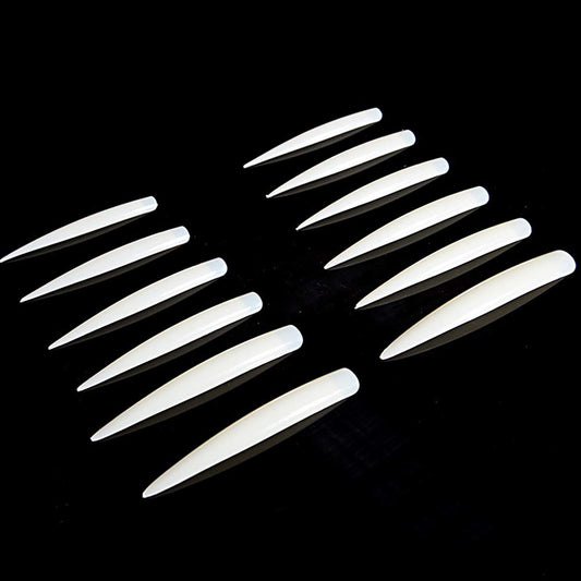 120 Pcs Stiletto Nail Tips Extra Long Sharp False Nail Art Tips Acrylic Fake Nail Tools Kit for Cosplay Bride (Natural)