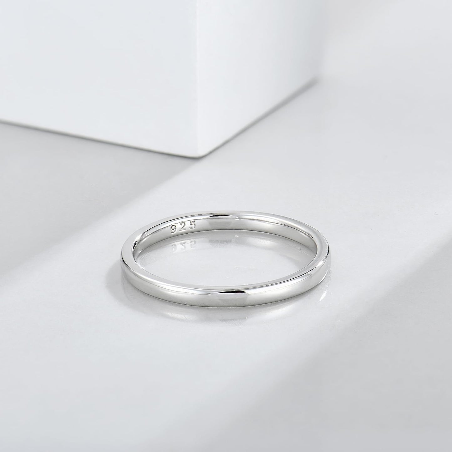 STARCHENIE Solid 925 Sterling Silver 2mm Wedding Band Ring, Comfort Fit High Polish, for Men and Women (Size 11)