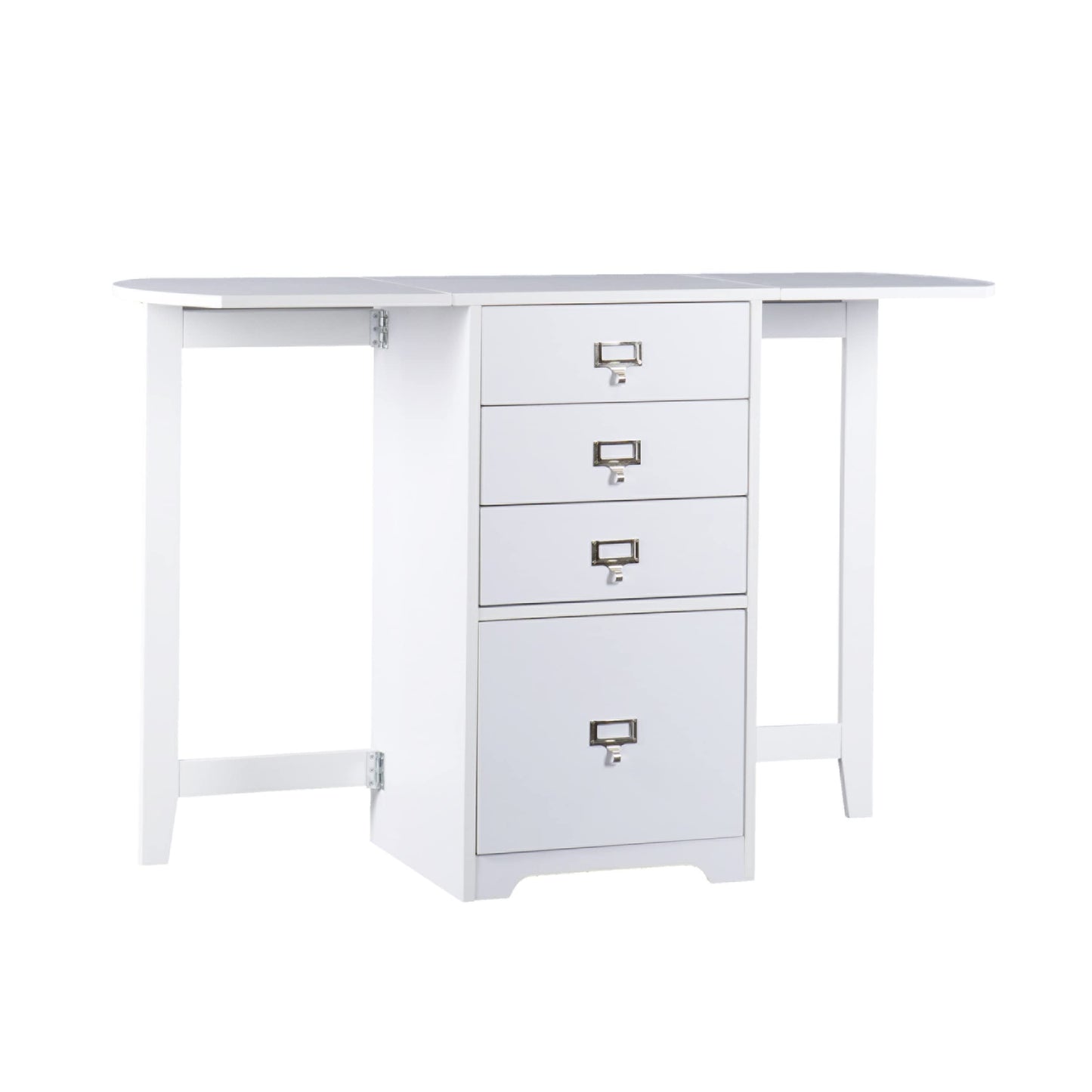SEI Furniture Drop-Leaf Desk w/Storage, White