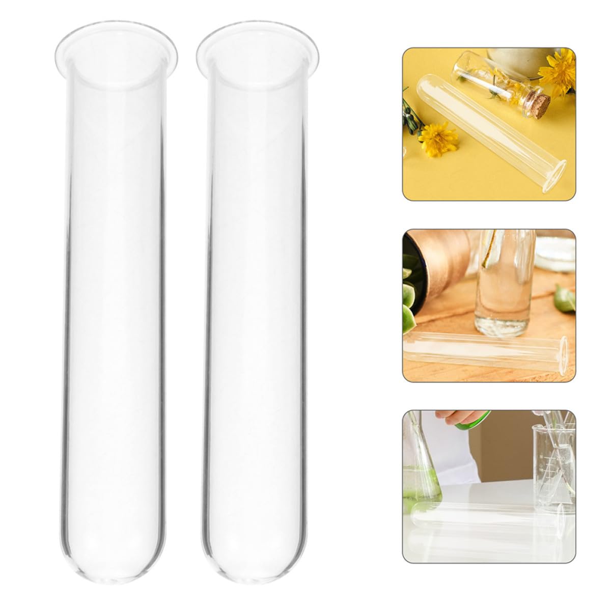 HOOTNEE 4pcs Glass Hydroponic Test Tube Vases 2.5x3x18cm Desktop Terrarium Plant Propagation Holders Floral Water Planter Tubes for Home Décor and Office Use