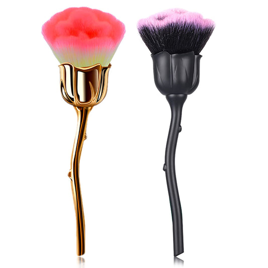 JERCLITY 2 Pieces Rose Makeup Brushes Blush Brush Super Large Face Powder Makeup Brushes kabuki brushes for Powder Cosmetic Nail Dust Brush Loose Powder Brush Makeup Manicure (Gold/Black)