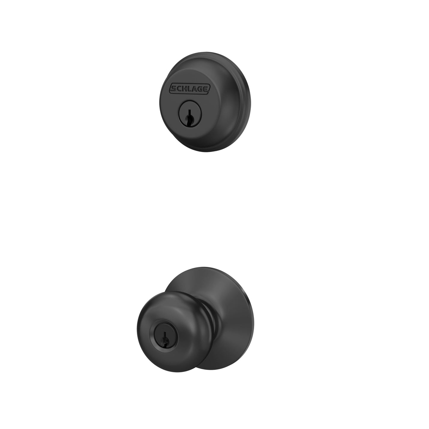 Schlage FB50 N G PLY 622 Single Cylinder Deadbolt and Keyed Entry Plymouth Knob, Matte Black