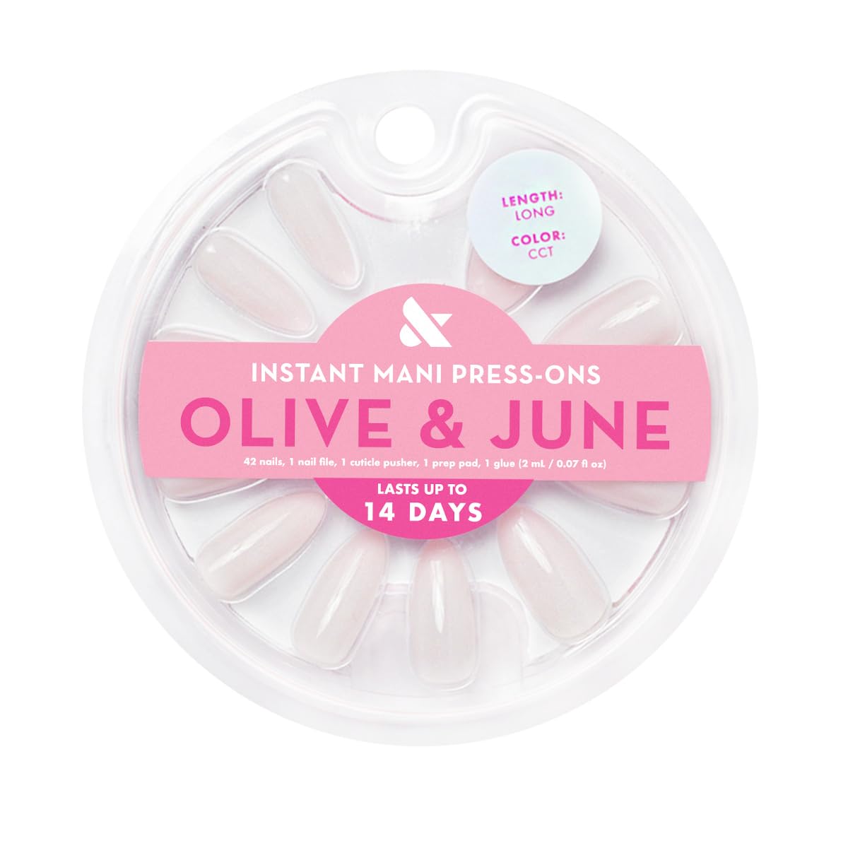 Olive & June Instant Mani Press-On Nails (Glue) | 42 Fake Nails, 21 Sizes | Non-Toxic, Long-Lasting Recycled Materials Realistic Look | Salon-Quality | Spring Flowers & Patterns | Medium, Almond | CCT