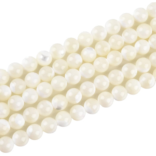6mm Natural Mother of Pearl Shell Beads Round Gemstone Loose Beads for Jewelry Making (58-65pcs/strand)