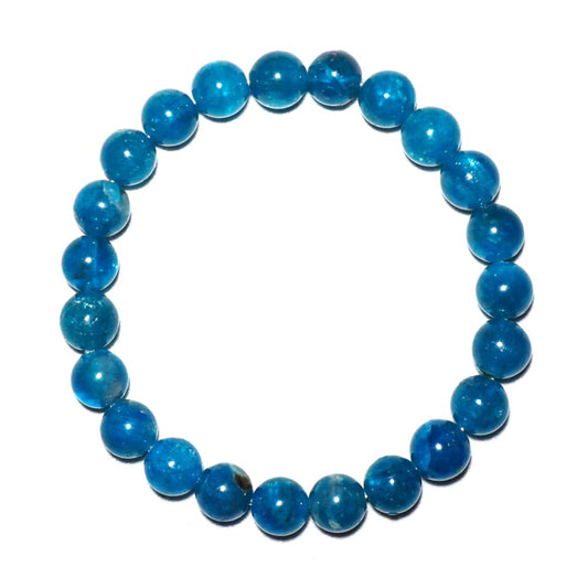 8MM Blue Apatite Bracelet for Unisex | Natural Third Eye & Throat Chakra Crystal Stone for Future, Feng Shui, Meditation, Divination, Amulets | Anxiety Stress Relief | Emotional Control