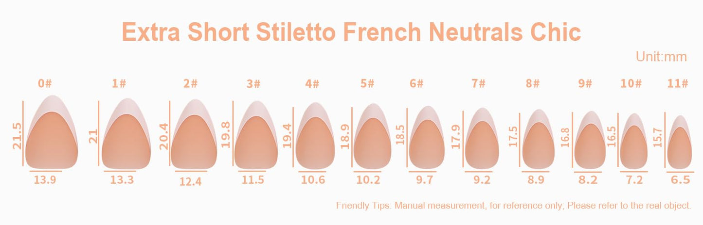 Allkem Soft Gel Nail Tips - Extra Short French Stiletto Nail Extensions Kit - 12 Sizes Short Full Cover Nails - Neutrals - Bold (360 Pieces)