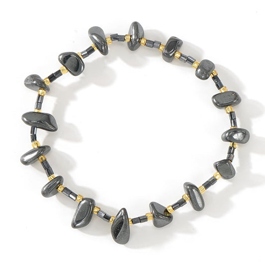 SHINUS BOHO Healing Natural Crystal Beaded Stretch Bracelet for Women,Handmade Boho Irregular Obsidian Energy Stones Protection Insightful Bracelet Summer Beach Fashion Jewelry Gift Friendship