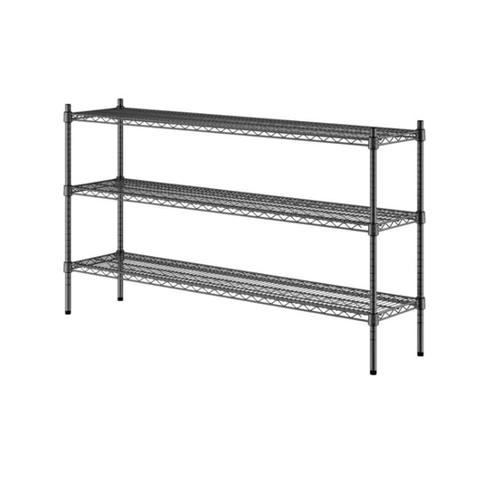 14" x 60" NSF Black Epoxy 3-Shelf Kit with 34" Posts - Commercial Storage Rack Unit - Heavy-Duty Adjustable Wire Shelving Unit for Restaurant, Retail, and Warehouse Storage - 1,800 lb Capacity