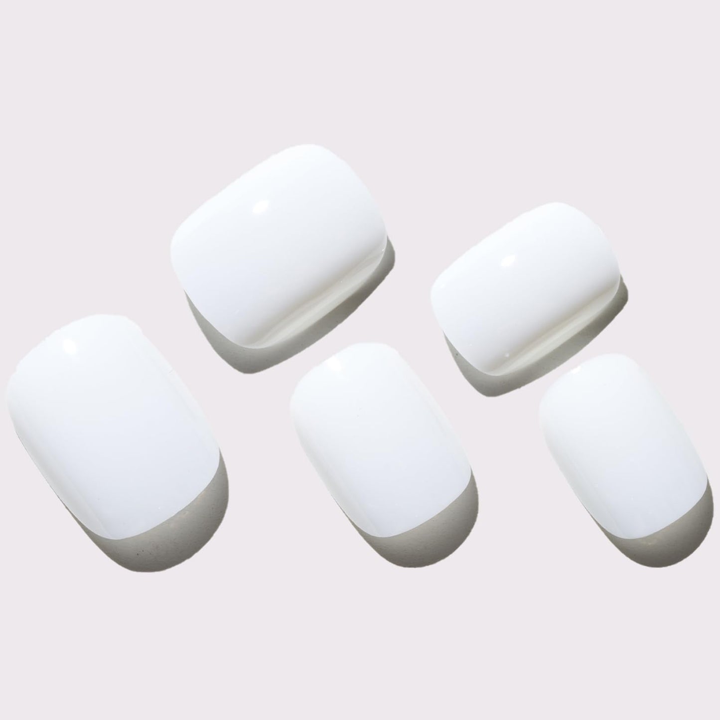 GLAMERMAID Extra Short Press on Nails - Pure Black Fake Nails Short Squoval, Pure White Fake Nails Short Squoval, Natural Round Square Glue on Nails Glossy Gel，Reusable Stick on Full Cover Oval Nail
