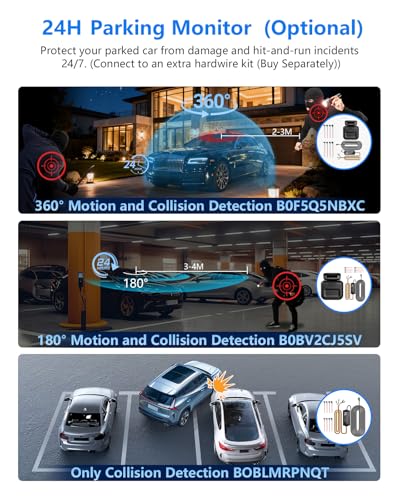 AI 4K Dash Cam Front and Rear Recording with Driver Monitoring System, STARVIS 2, 360° View 4 Channel Dashcam Free 64G Card, 5G Wi-Fi GPS, 3" Touch Screen, Night Vision, 24/7 Parking Mode, V8 MAX