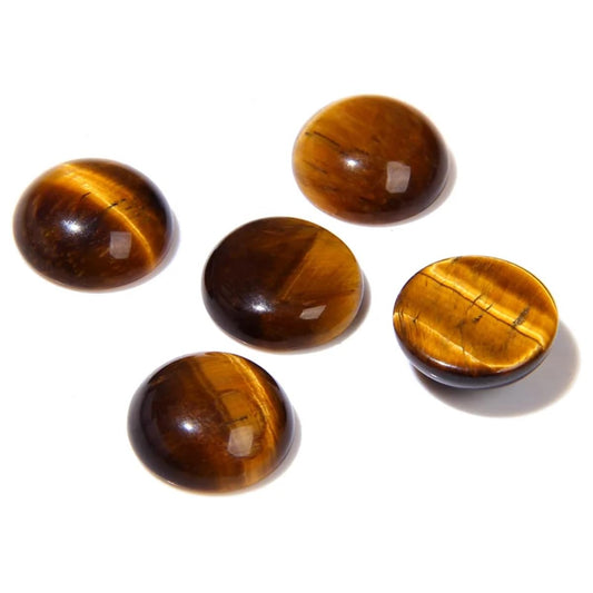 20pcs 12mm Natural Stone No Hole Tiger Eye Semicircle Smooth Cabochons Beads Healing Chakra Crystal Stone Bead for Jewelry Making Rings Earrings Necklace Bracelet DIY Crafts
