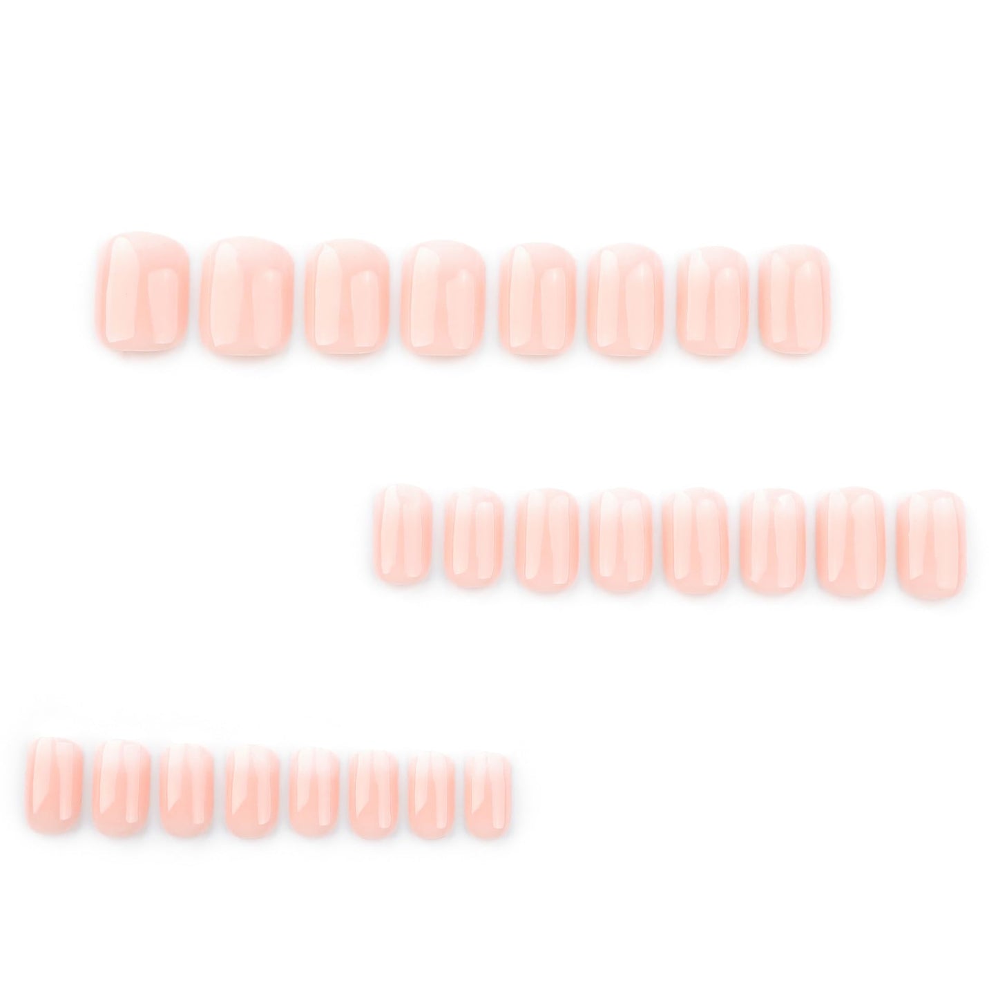 24Pcs Nude Press on Nails Short Square Acrylic Fake Ombre Glossy Gradation False Nature Stick on Full Cover Glue on for Women Girls Decoration