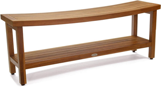 Patented 48" Sumba Estate Teak Shower Bench with Shelf